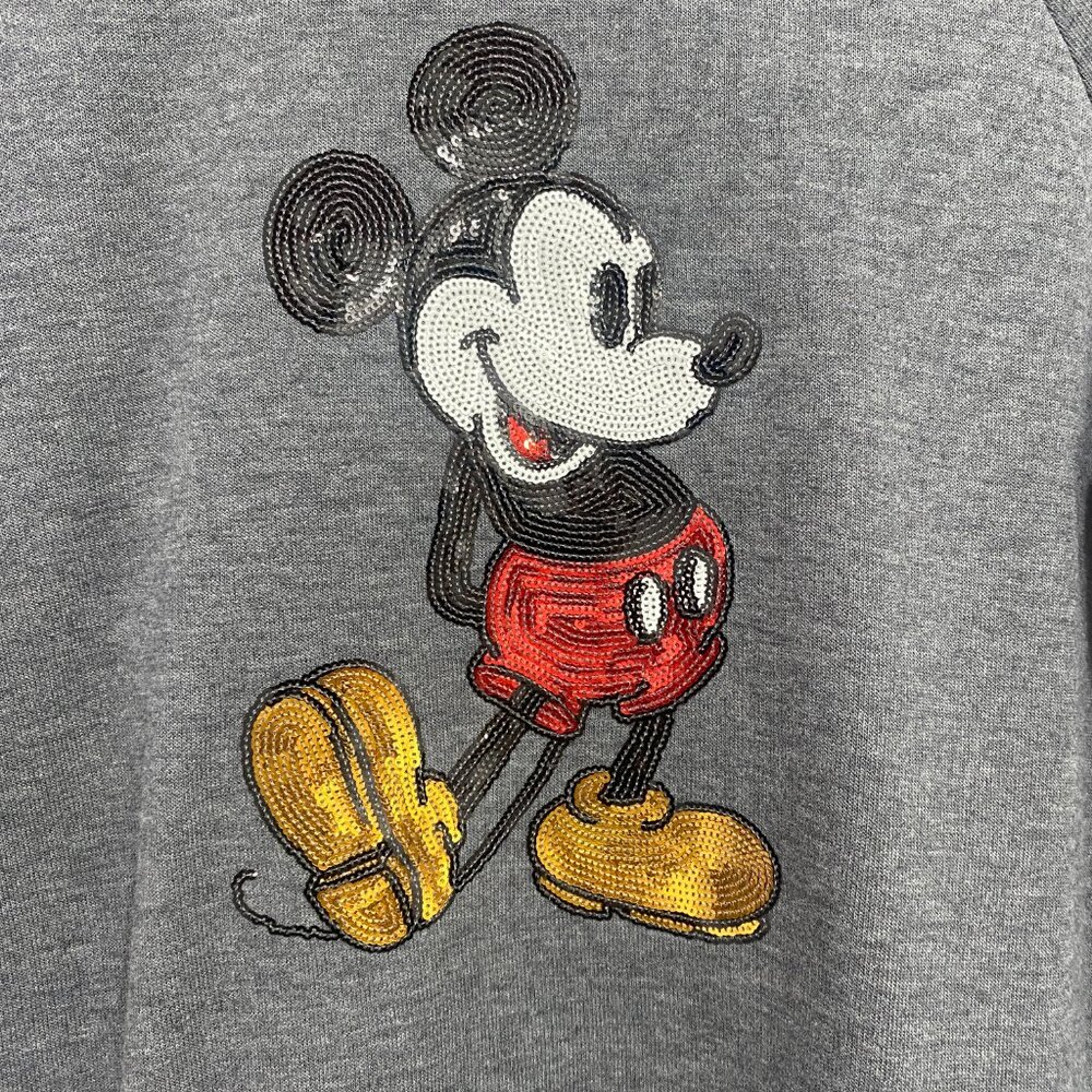 Disney Mickey Mouse Sequin Pullover Sweatshirt Heather Gray Size Large - Picture 4 of 6